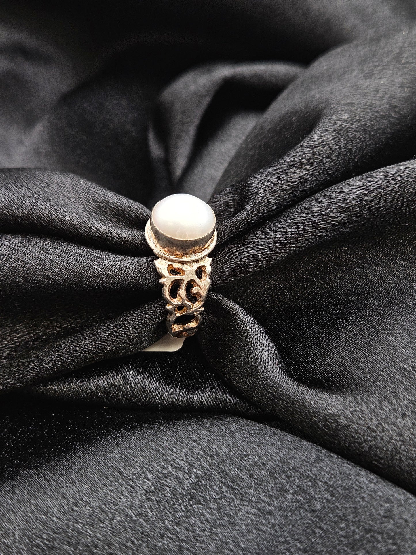 PEARL SILVER RING SIZE 10 GR314