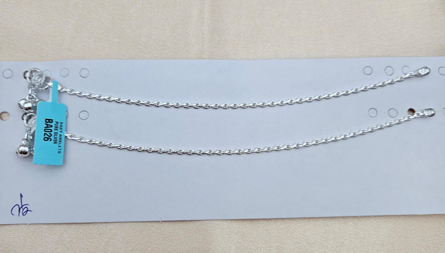 BABY SILVER ANKLETS 7.5 SIZE BA026