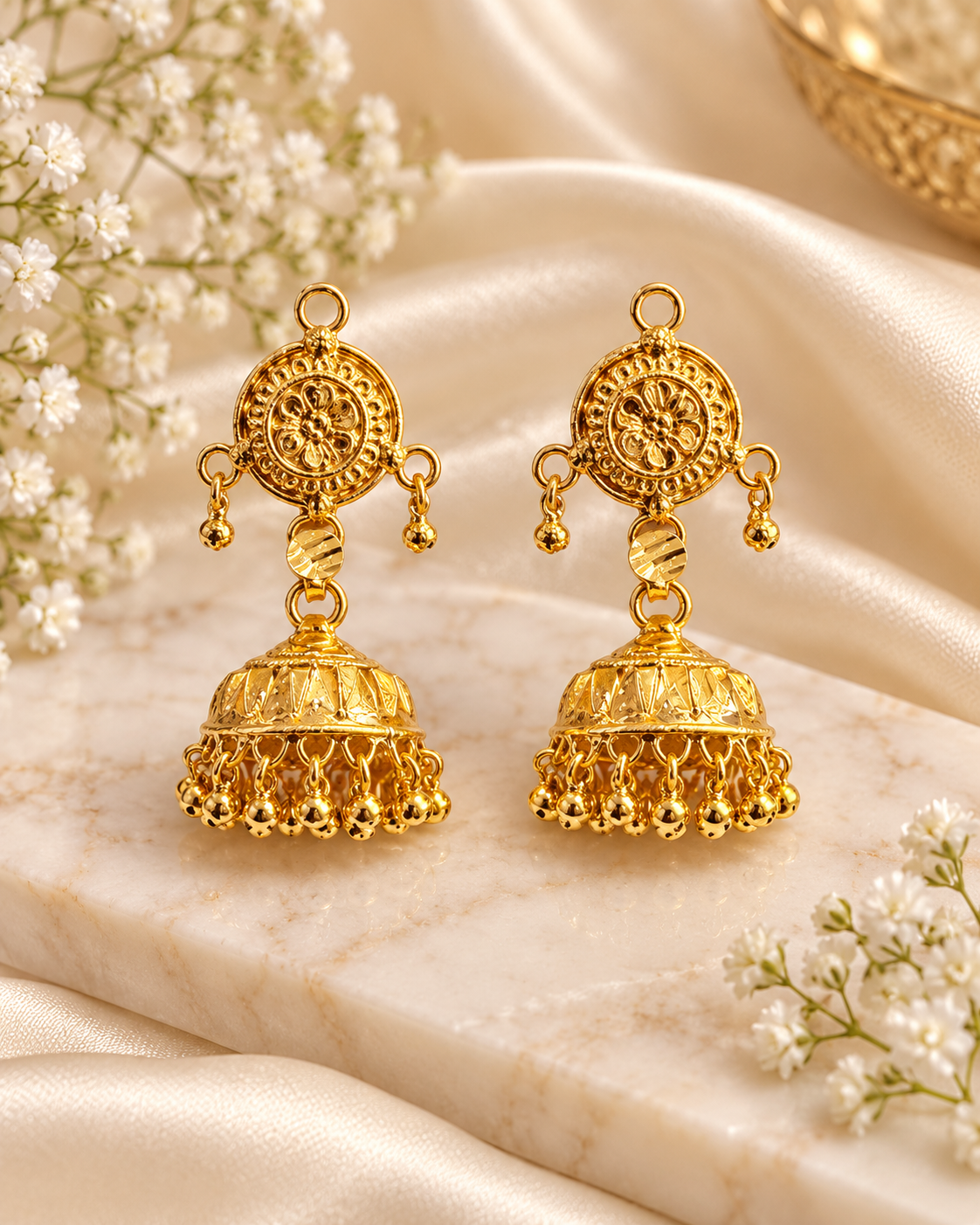 PURE SILVER GOLD PLATED JHUMKI
