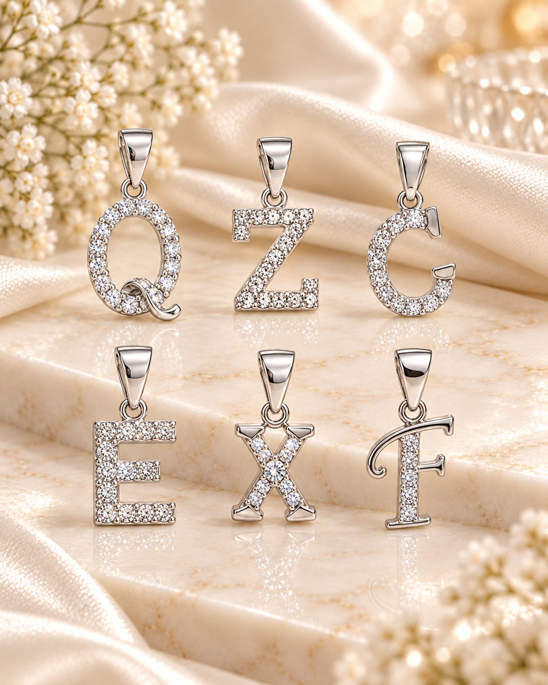 SILVER ALPHABET PENDANTS