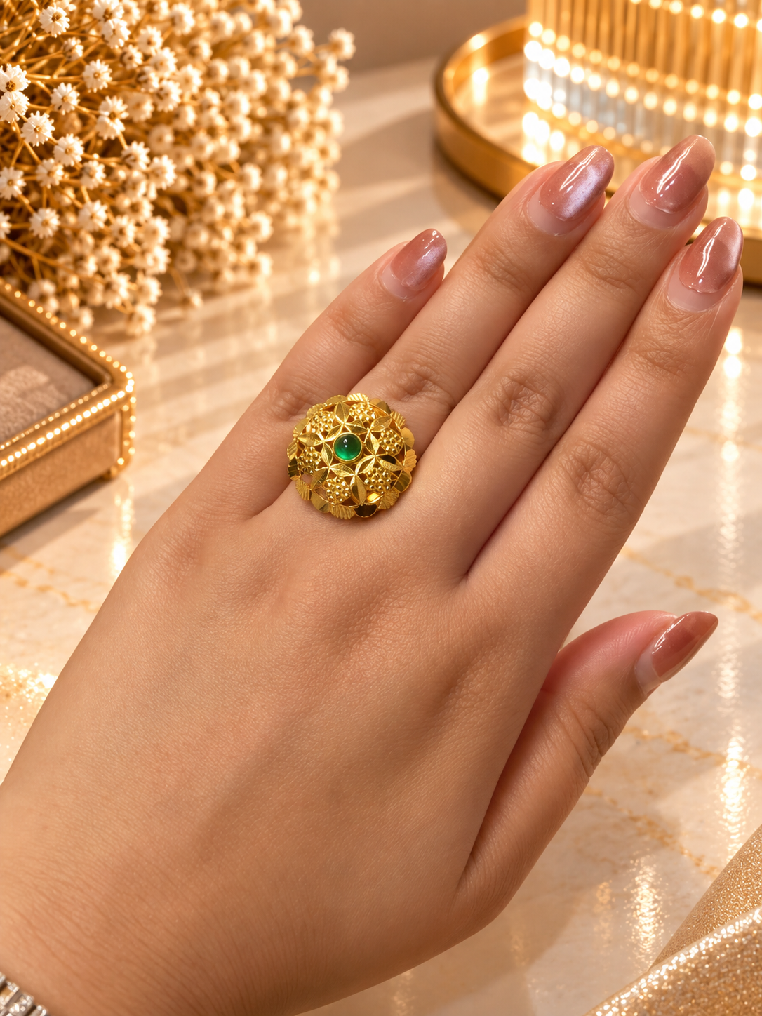 PURE SILVER GOLD PLATED RING SIZE 7 GP003