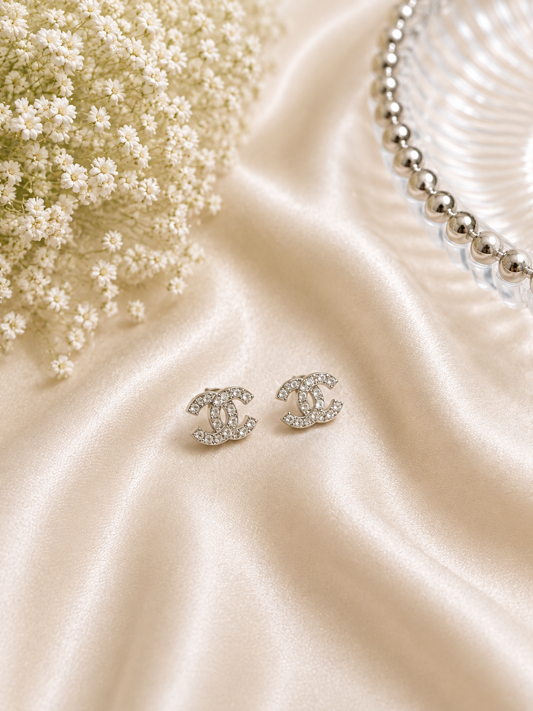925 SILVER CHANEL EARSTUDS GE378