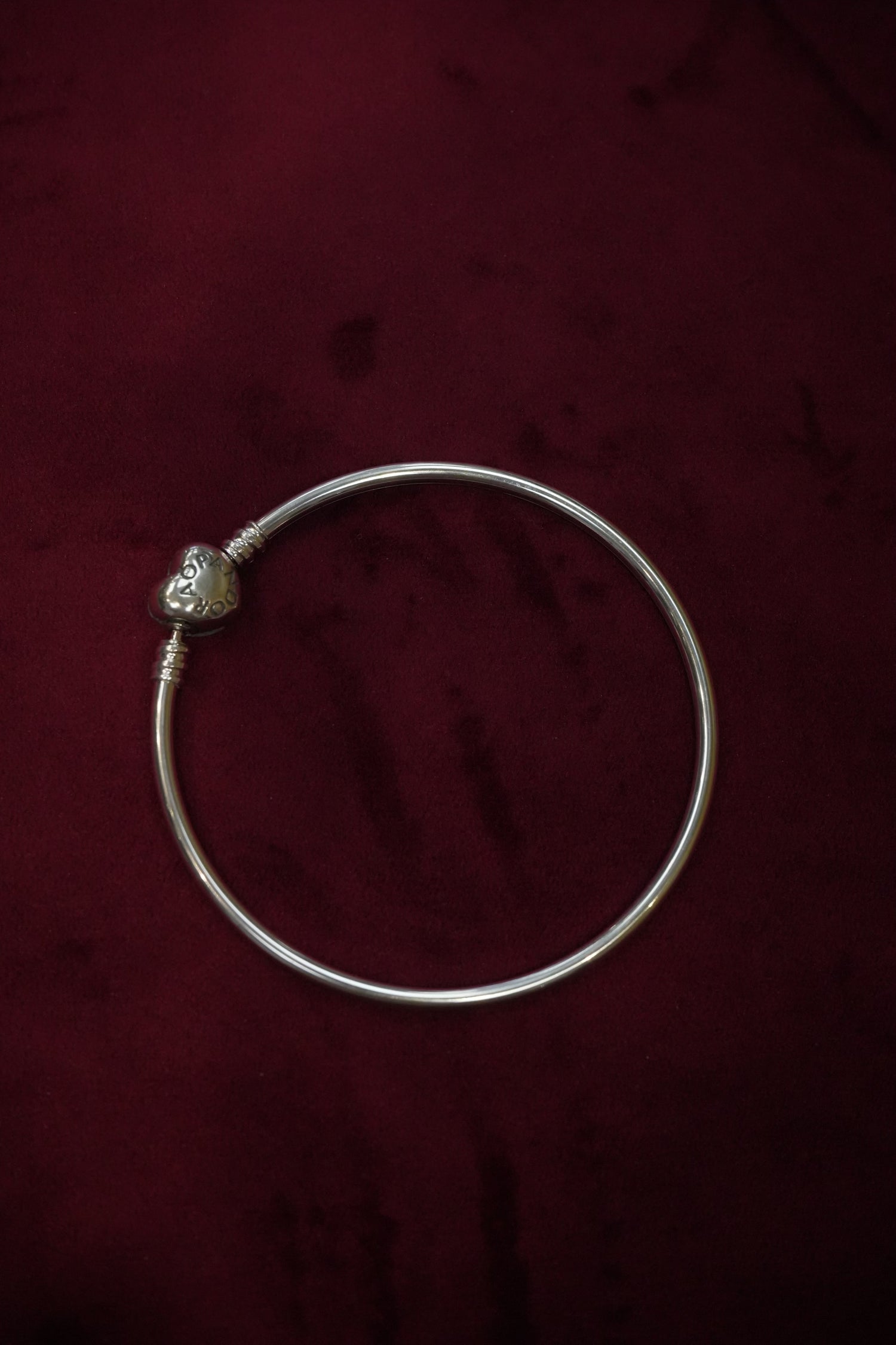 SILVER PANDORA BANGLE BRACELET SIZE 2.3 PB105