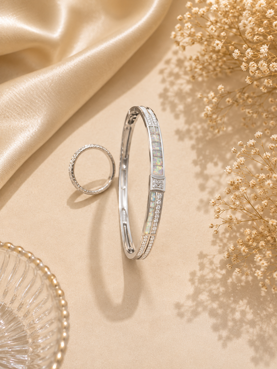 925 SILVER BANGLE BRACELET WITH RING GB299