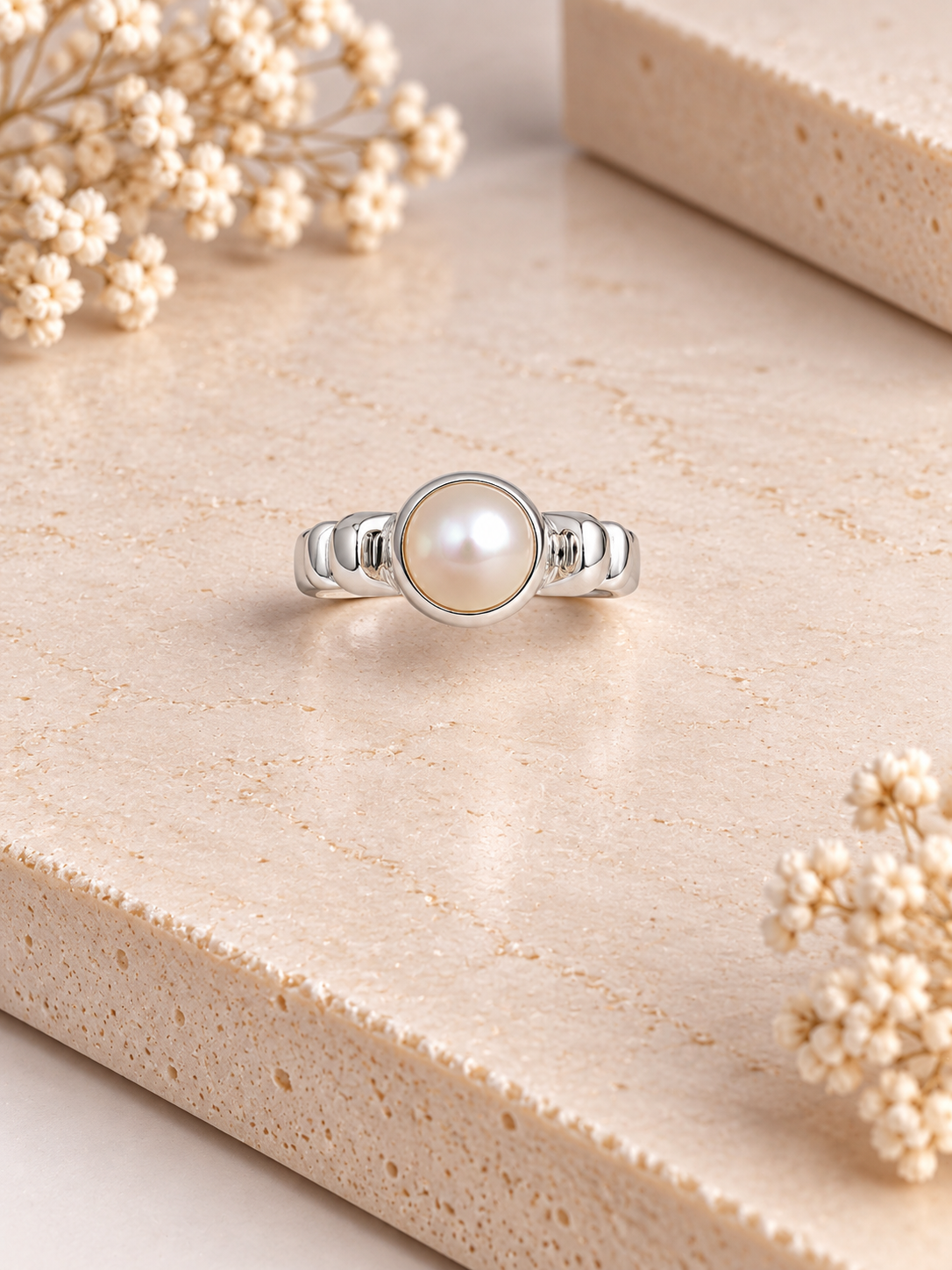 PURE SILVER PEARL RING SIZE 3 PR022