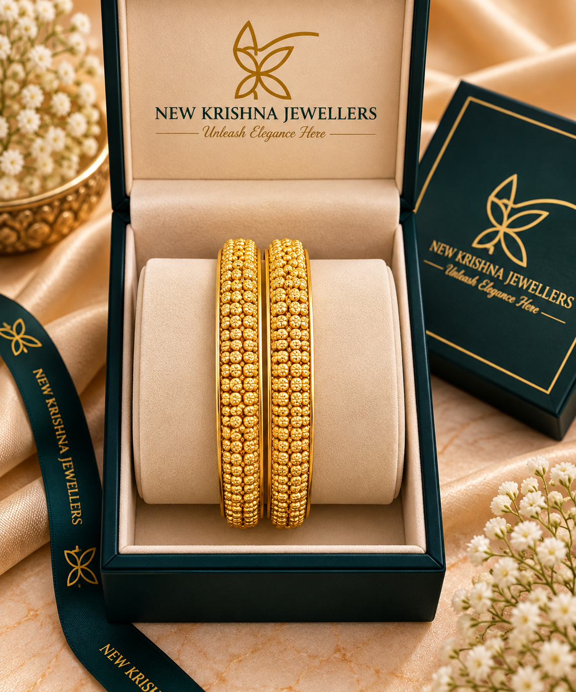 PURE SILVER GOLD PLATED BANGLES SIZE 2.3 GP099