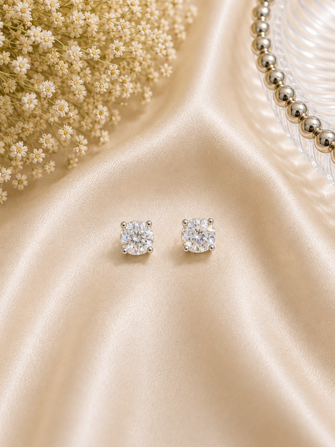 925 SILVER ROUND CRYSTAL EARSTUDS GE057