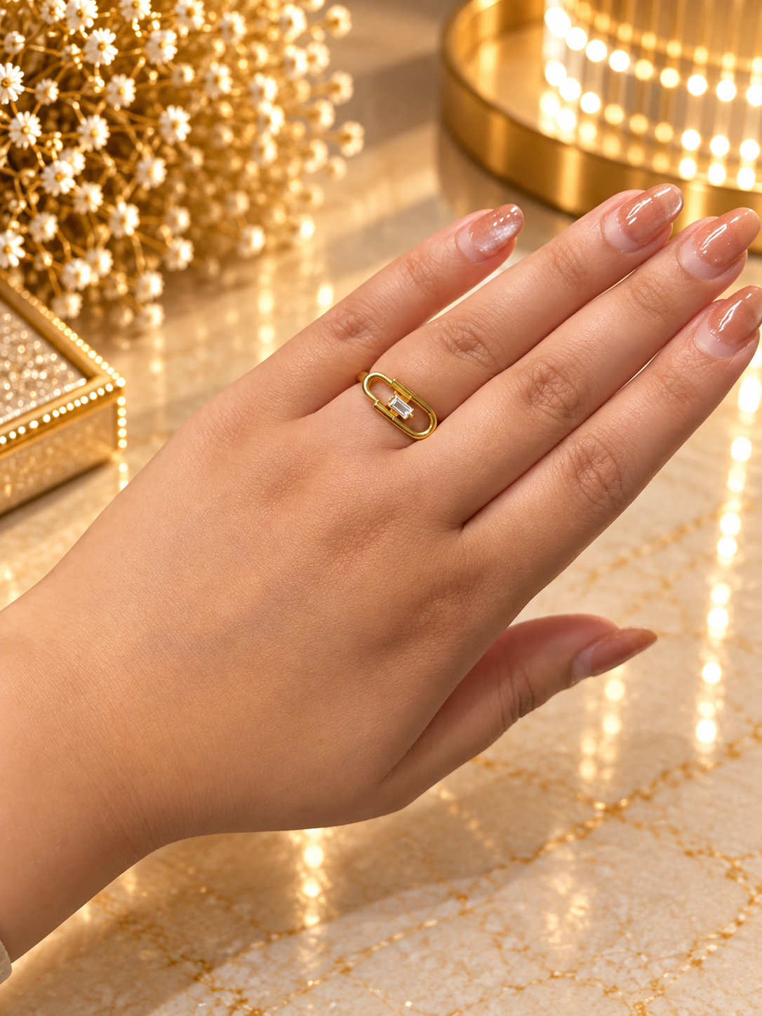 PURE SILVER GOLD PLATED RING SIZE 5 GP105
