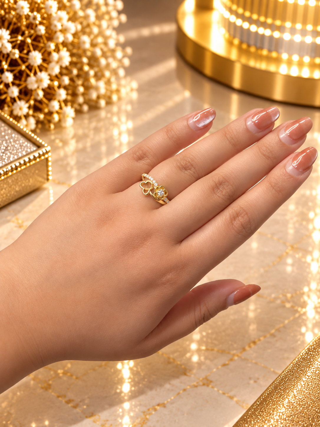 PURE SILVER GOLD PLATED RING SIZE 5 GP109
