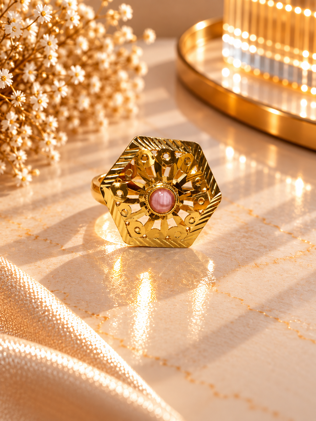 PURE SILVER GOLD PLATED RING SIZE 6 GP027