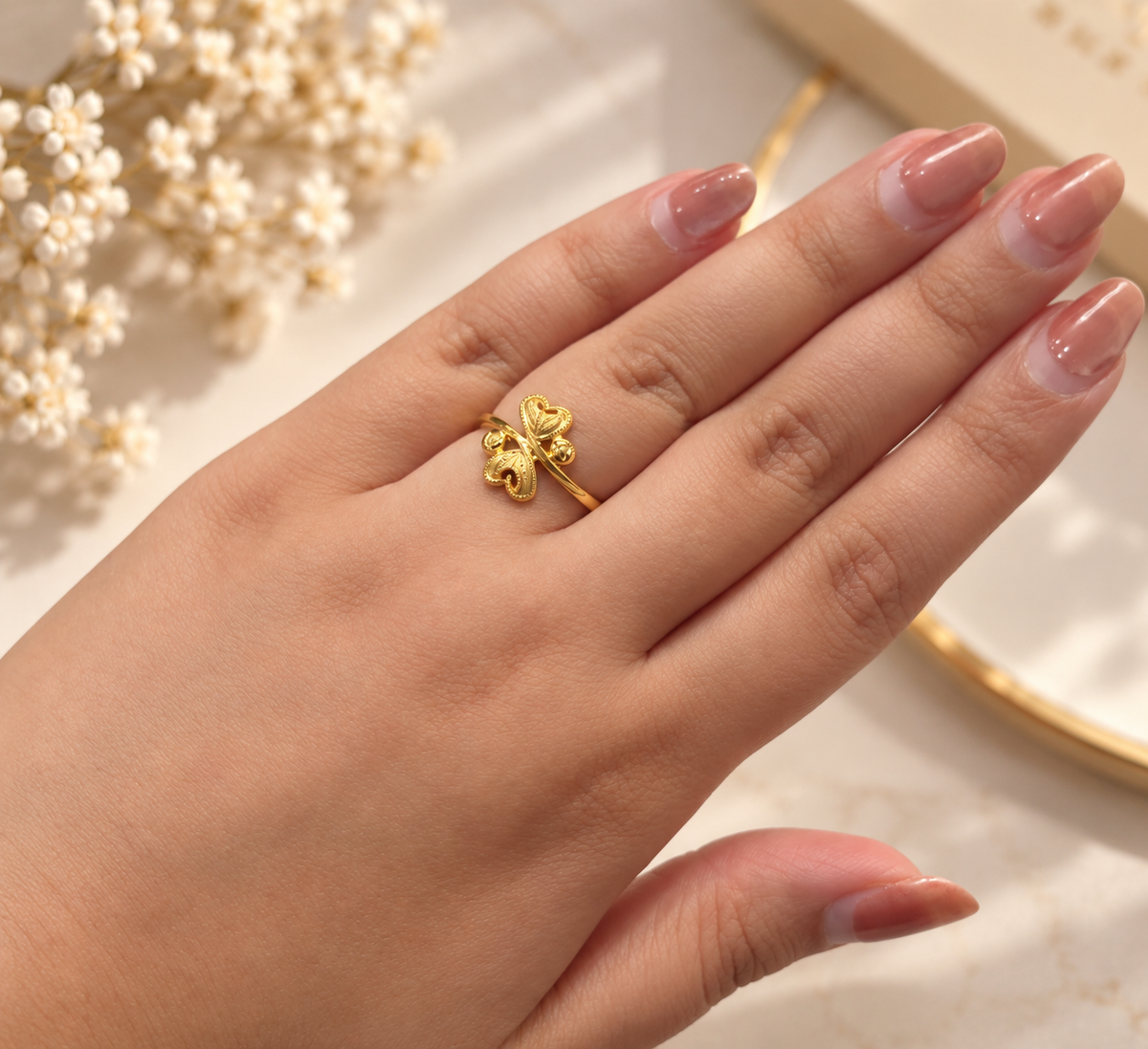 PURE SILVER GOLD PLATED RING SIZE 7 GP123