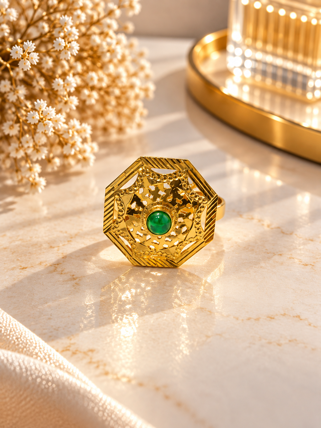 PURE SILVER GOLD PLATED RING SIZE 7 GP005