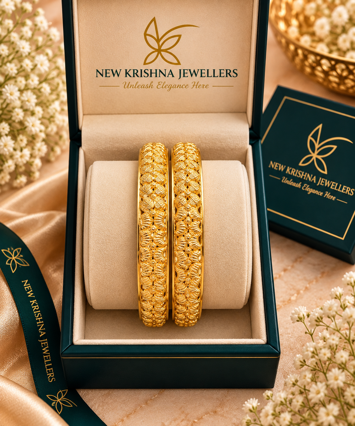 PURE SILVER GOLD PLATED BANGLES SIZE 2.3 GP100
