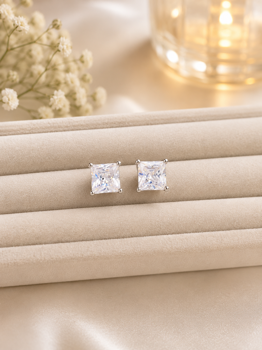 925 SILVER SQUARE CRYSTAL EARSTUDS GE237