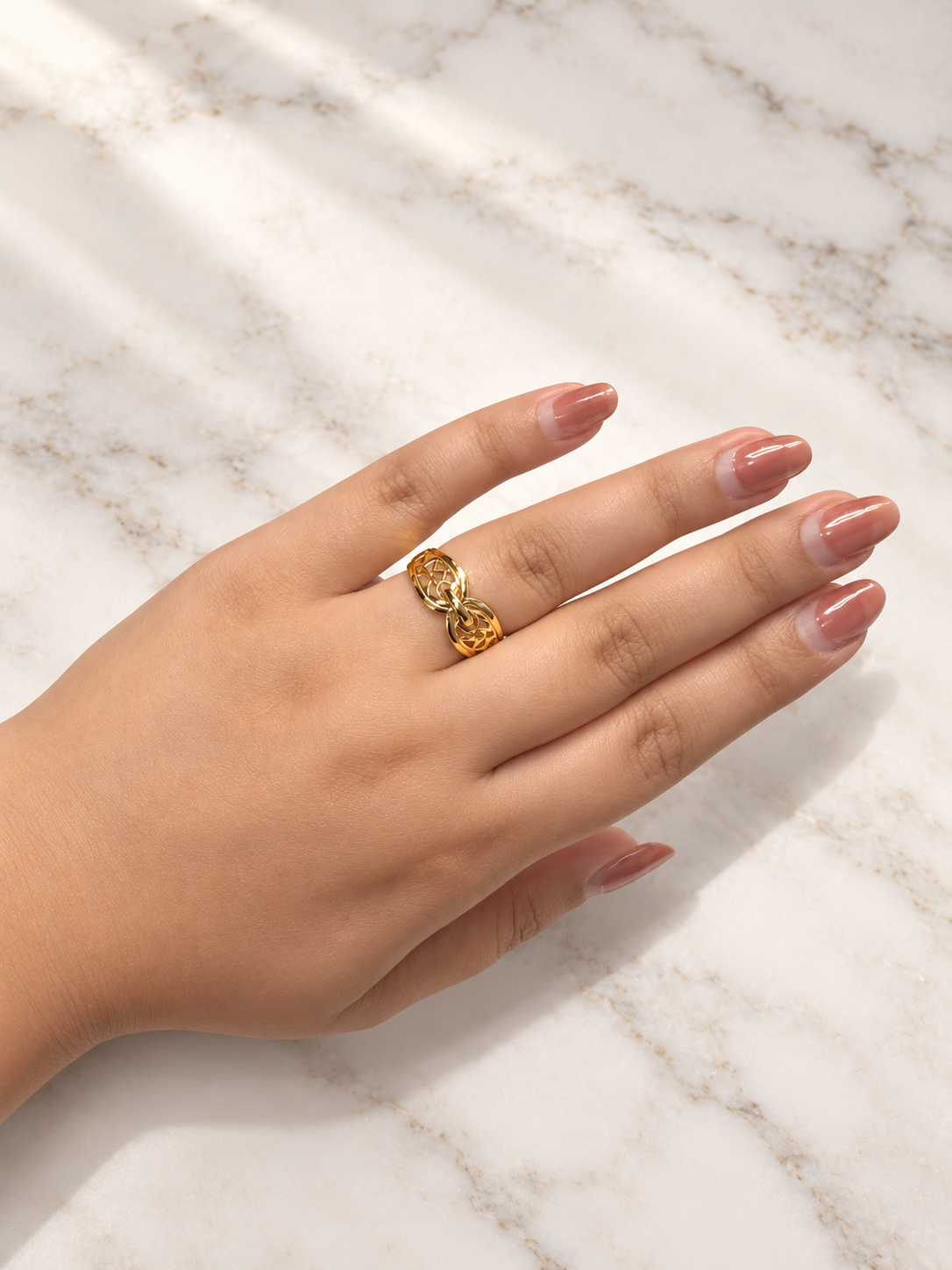 PURE SILVER GOLD PLATED RING SIZE 7 GP128