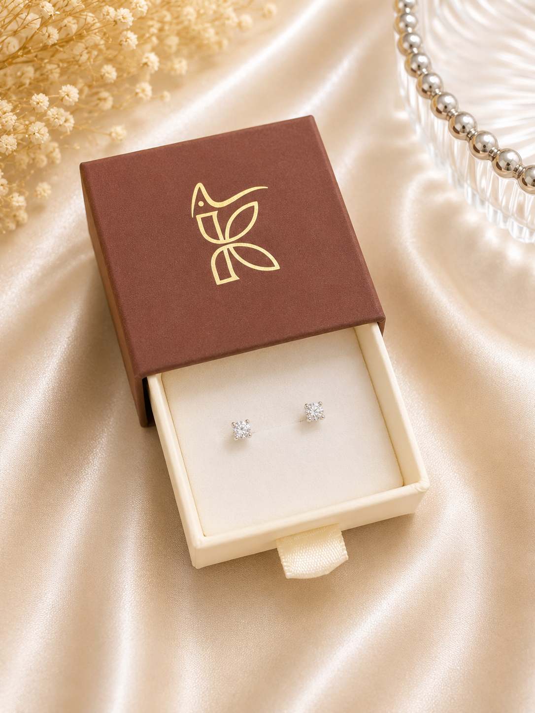 925 SILVER ROUND CRYSTAL EARSTUDS GE626