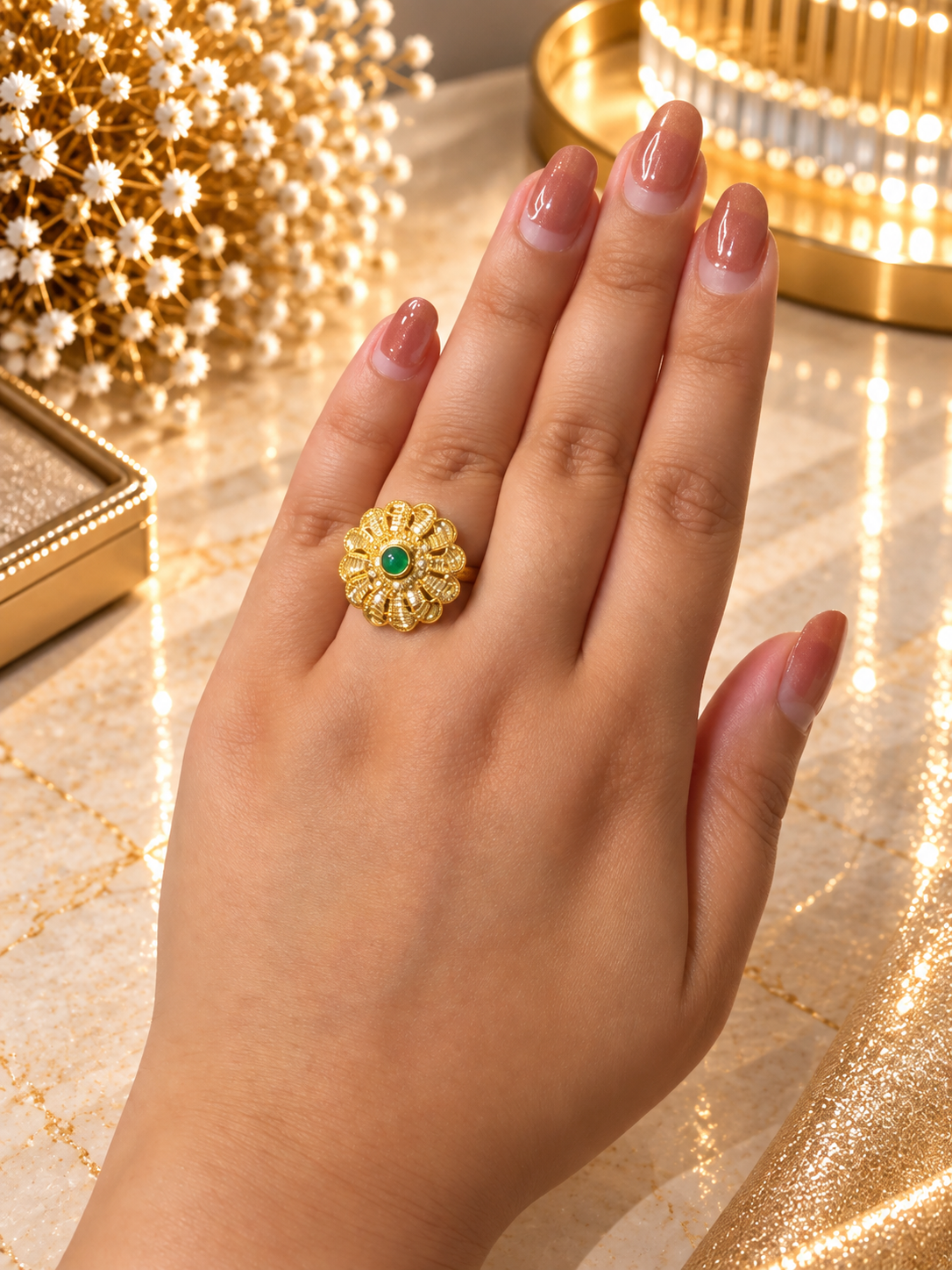 PURE SILVER GOLD PLATED RING SIZE 7 GP004