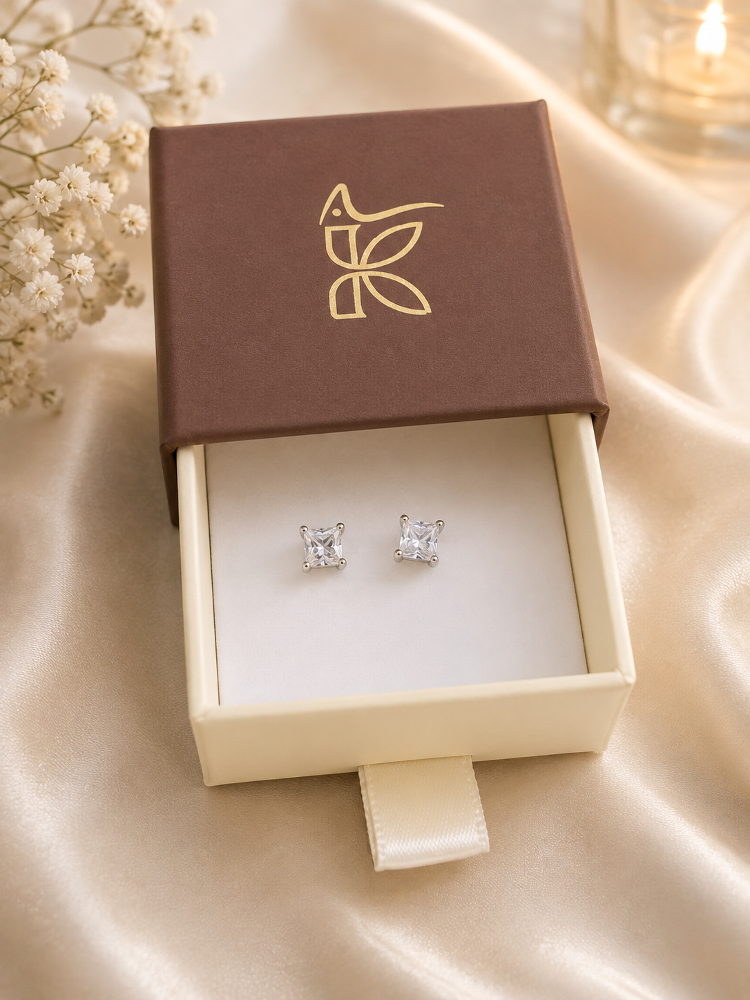 925 SILVER SQUARE CRYSTAL EARSTUDS GE762