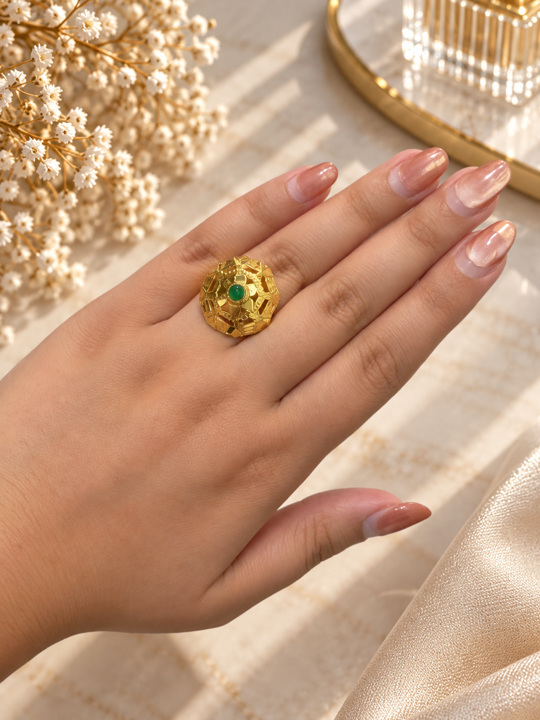 PURE SILVER GOLD PLATED RING SIZE 7 GP013