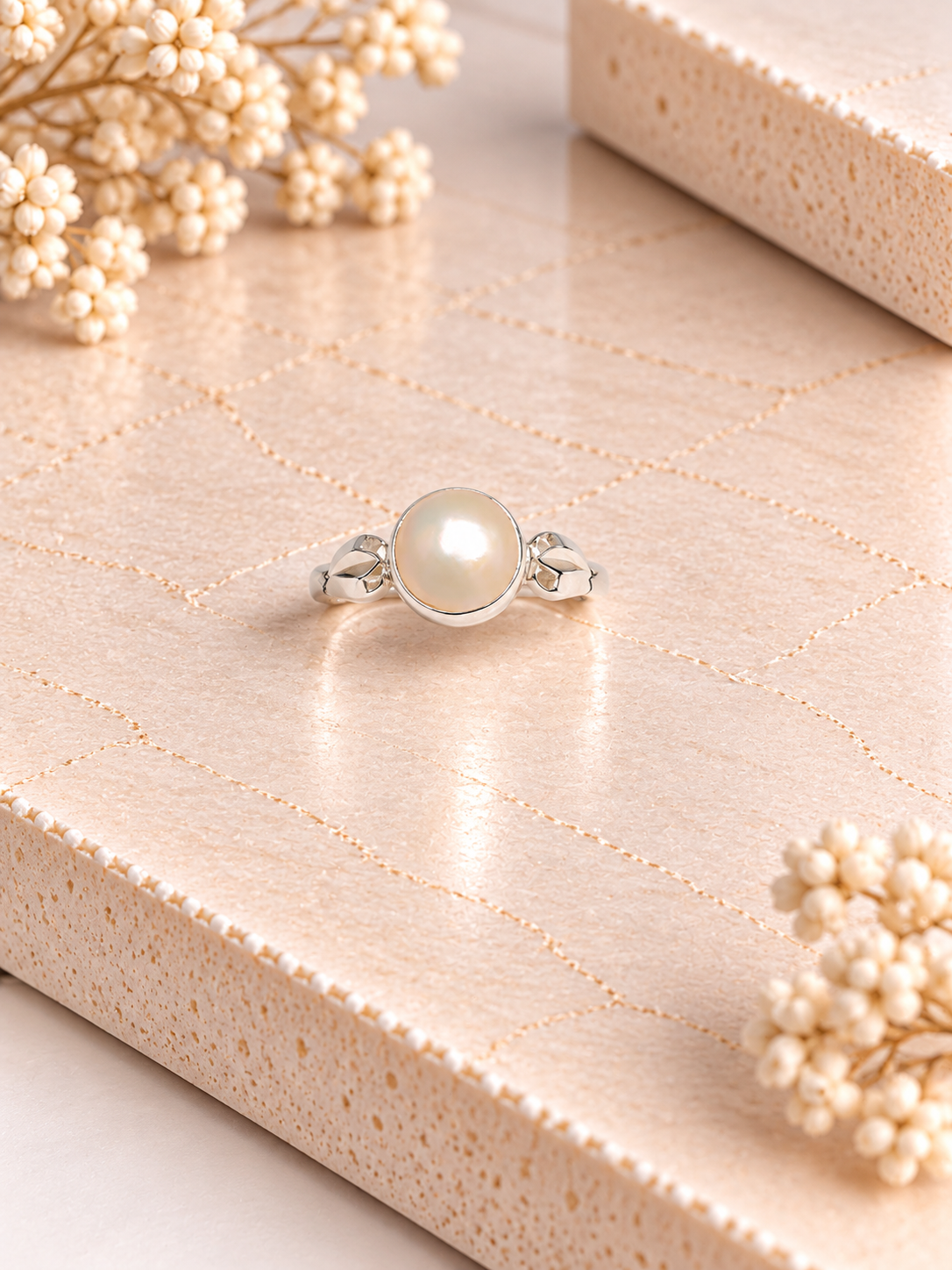 PURE SILVER PEARL RING SIZE 5 PR044