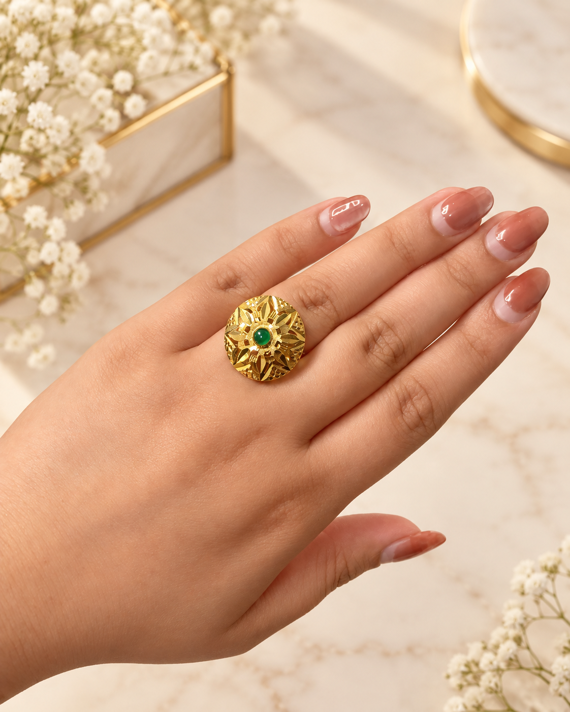 PURE SILVER GOLD PLATED RING SIZE 6 GP018