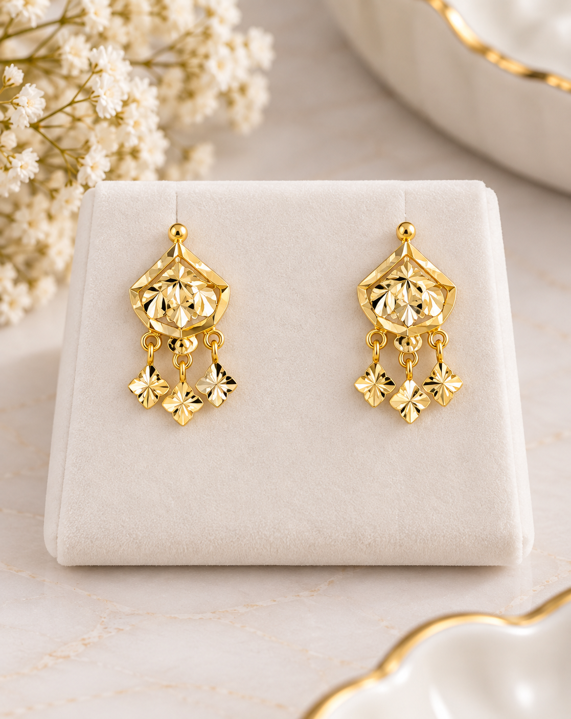 PURE SILVER GOLD PLATED EARRINGS GP174