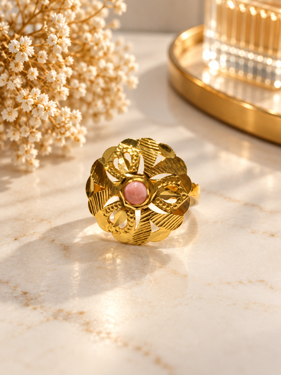 PURE SILVER GOLD PLATED RING SIZE 6 GP020