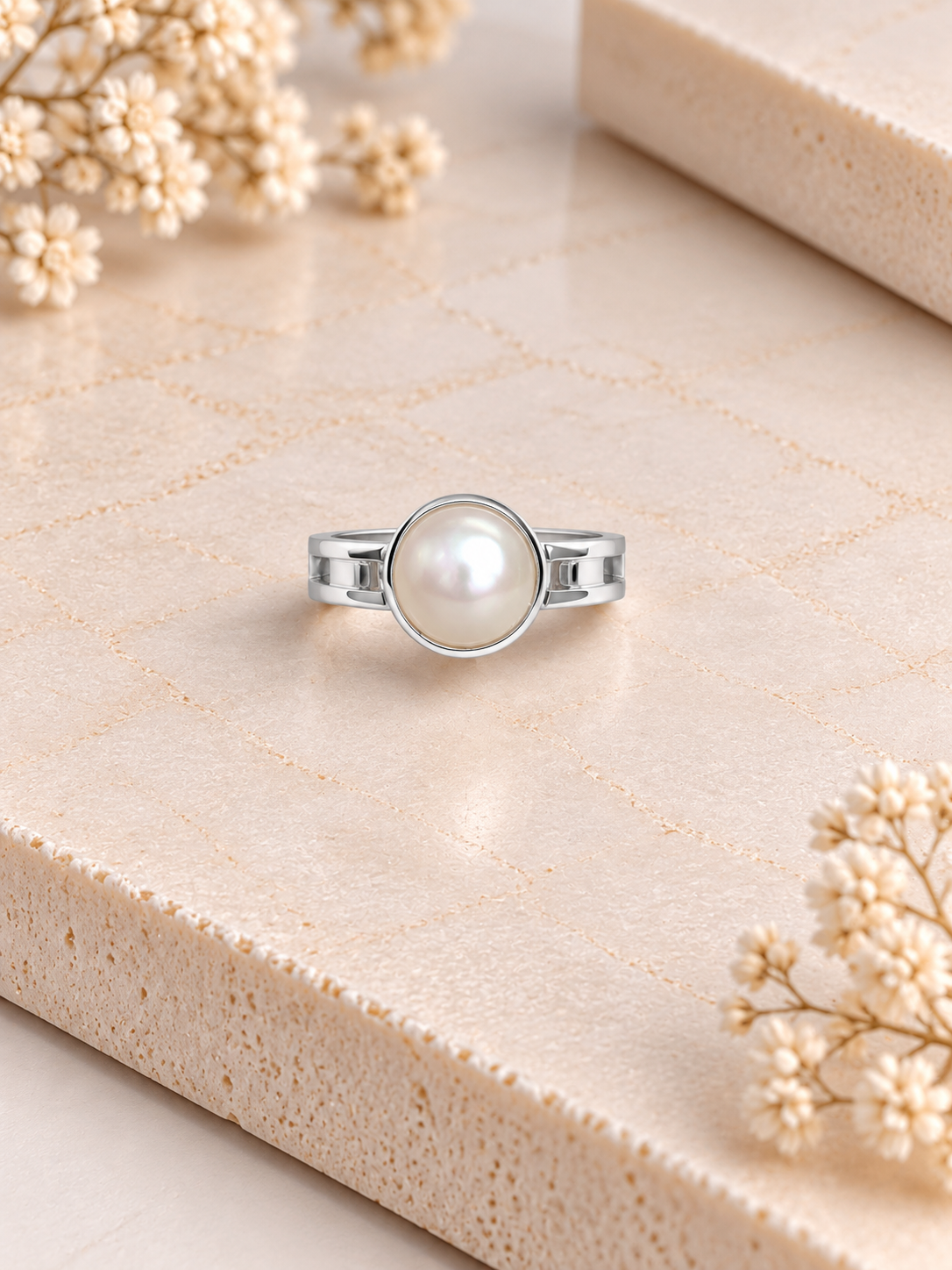 PURE SILVER PEARL RING SIZE 5 PR045