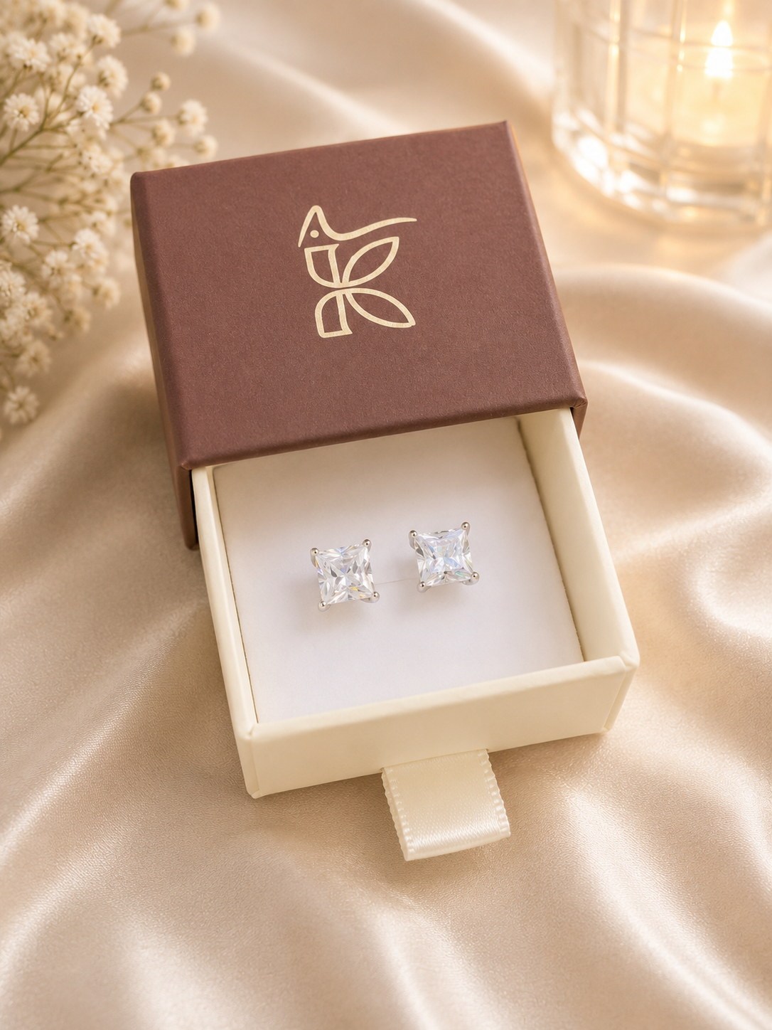 925 SILVER SQUARE CRYSTAL EARSTUDS GE237
