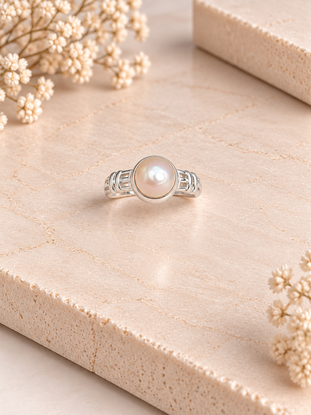 PURE SILVER PEARL RING SIZE 3 PR016
