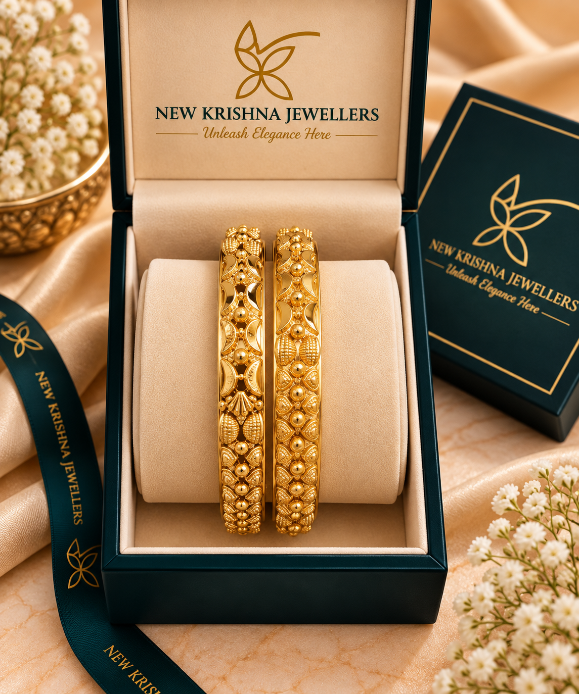PURE SILVER GOLD PLATED BANGLES SIZE 2.3 GP091