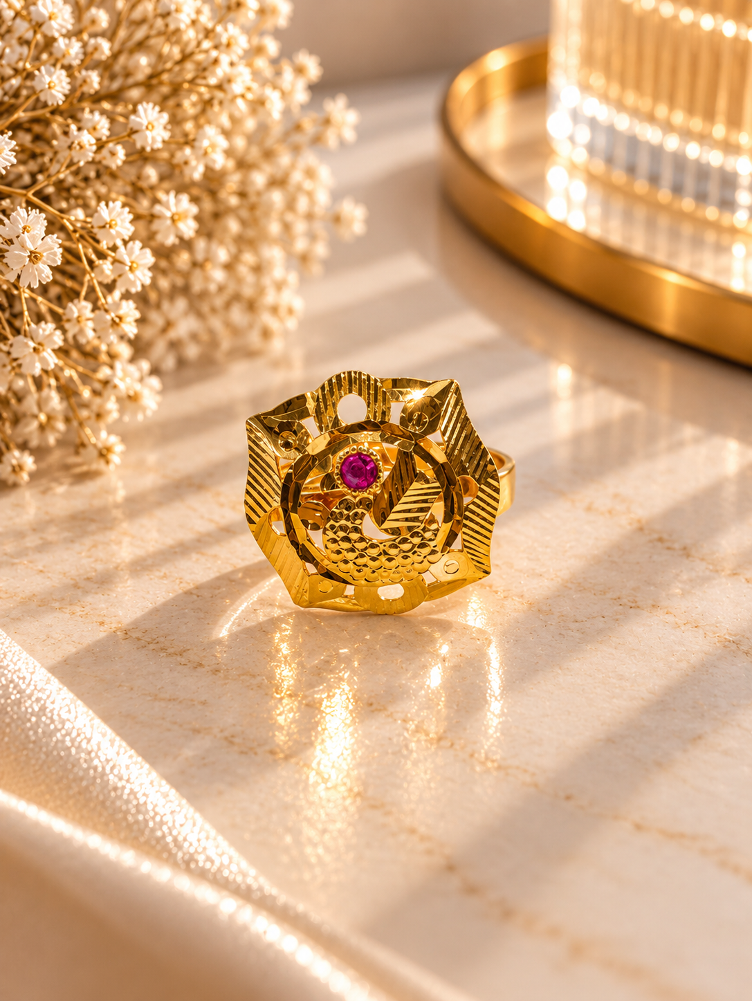PURE SILVER GOLD PLATED RING SIZE 5 GP016