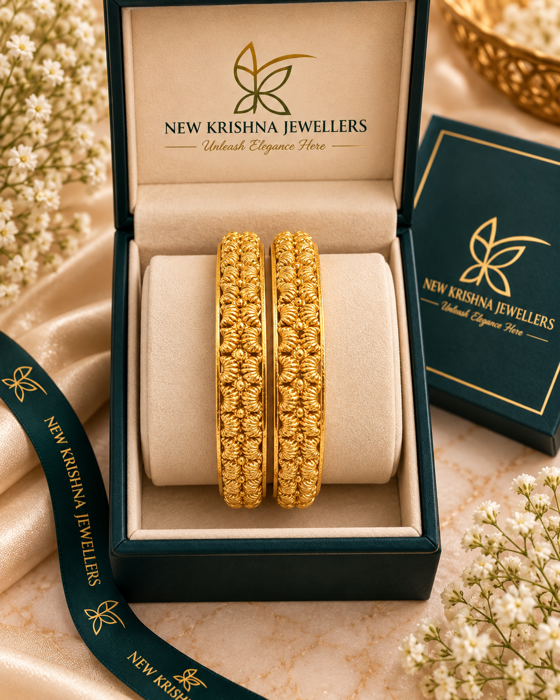 PURE SILVER GOLD PLATED BANGLES SIZE 2.3 GP098