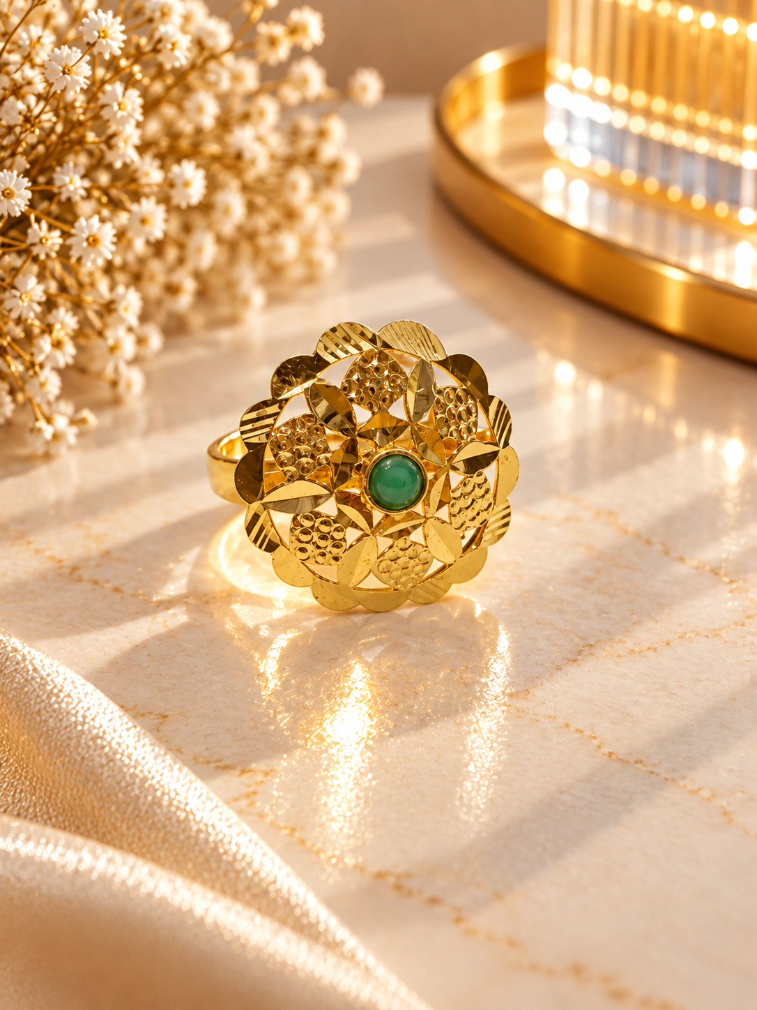 PURE SILVER GOLD PLATED RING SIZE 7 GP003