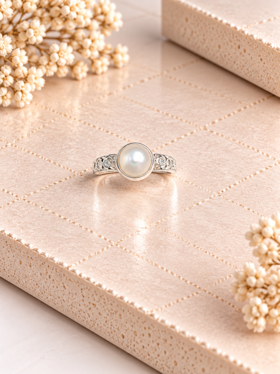 PURE SILVER PEARL RING SIZE 4 PR031