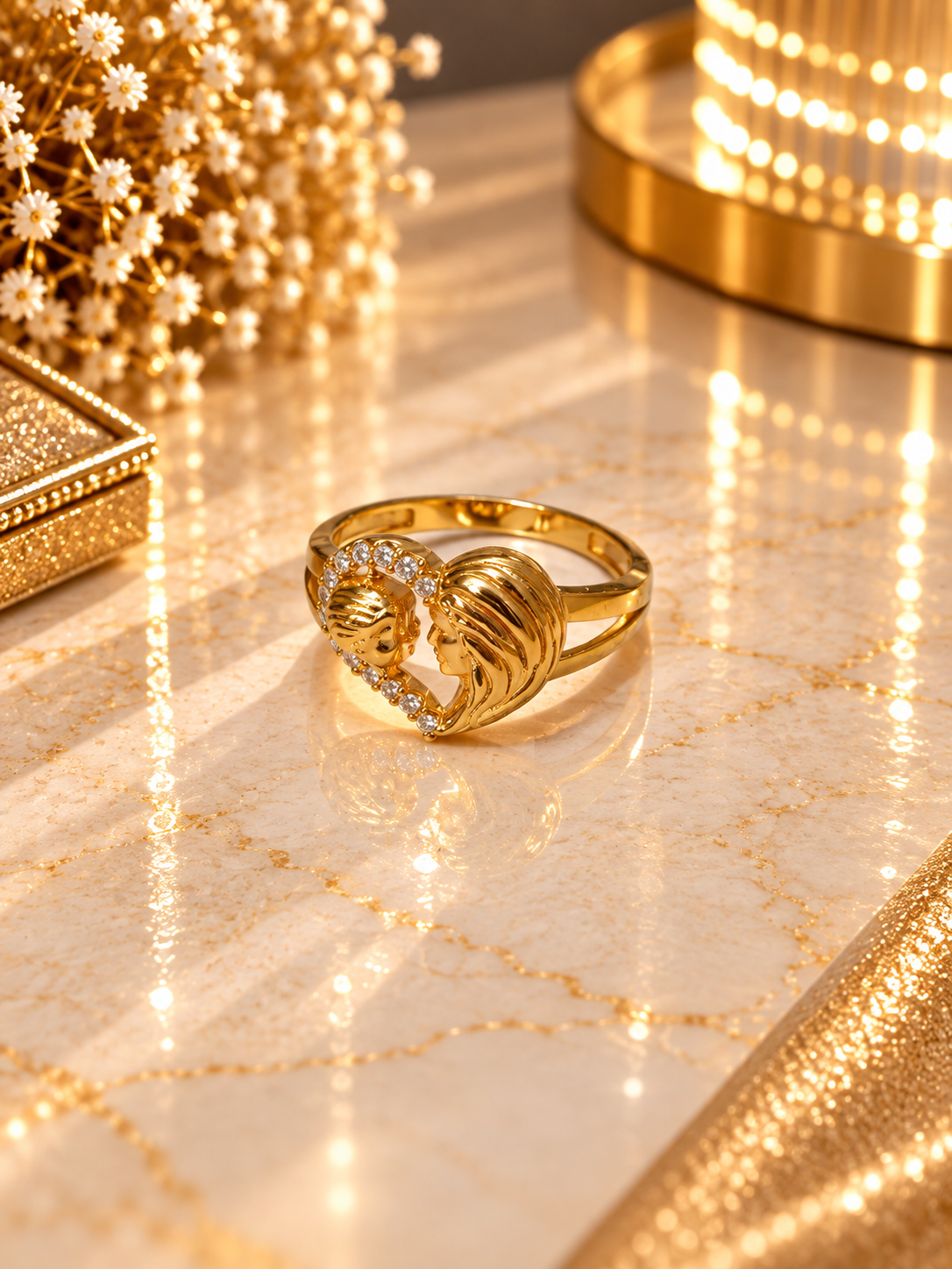 PURE SILVER GOLD PLATED RING SIZE 5 GP107