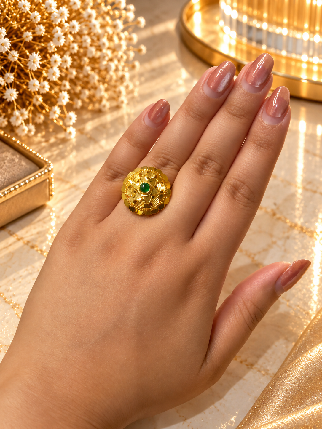 PURE SILVER GOLD PLATED RING SIZE 6 GP019