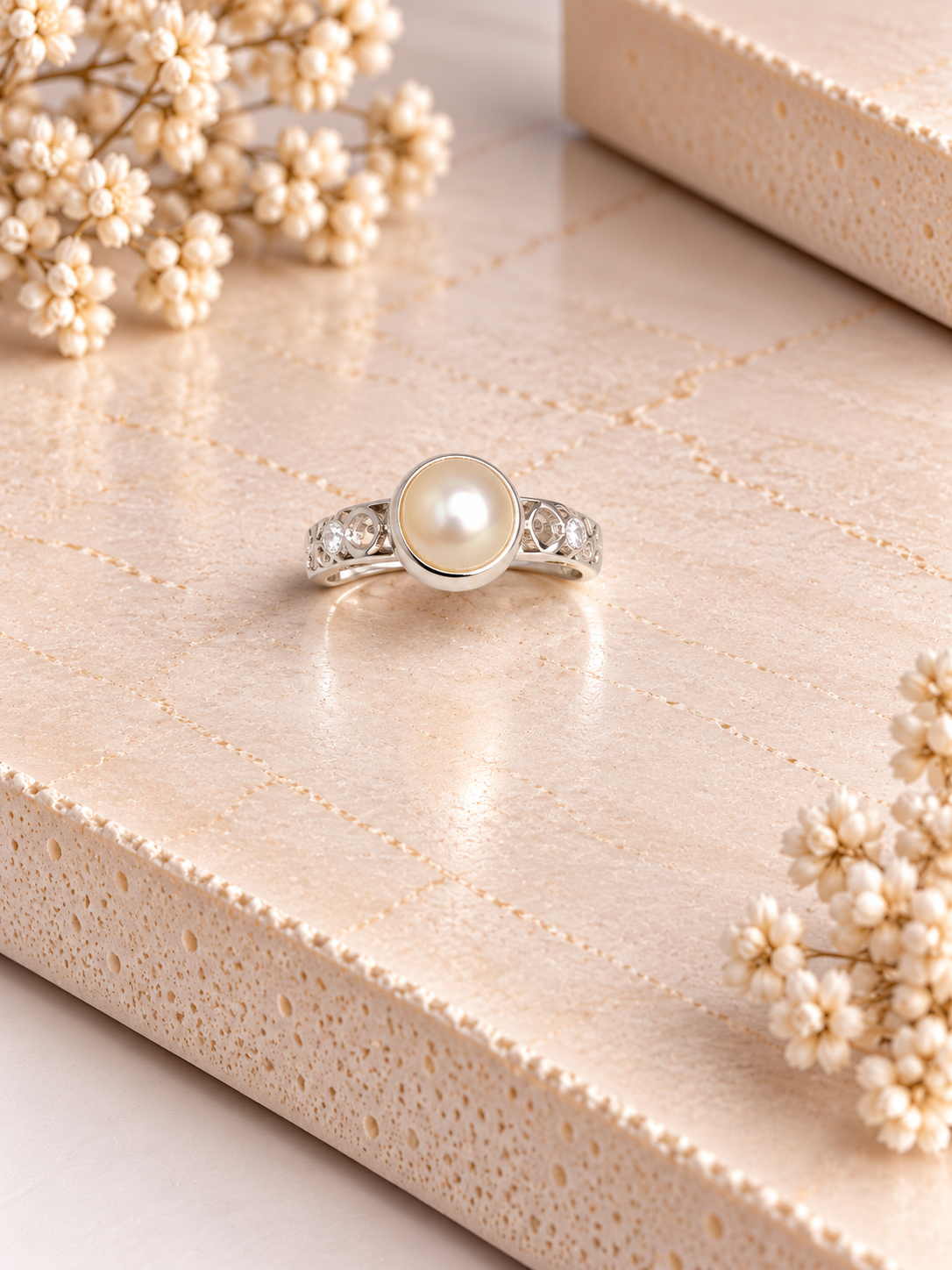 PURE SILVER PEARL RING SIZE 3 PR023