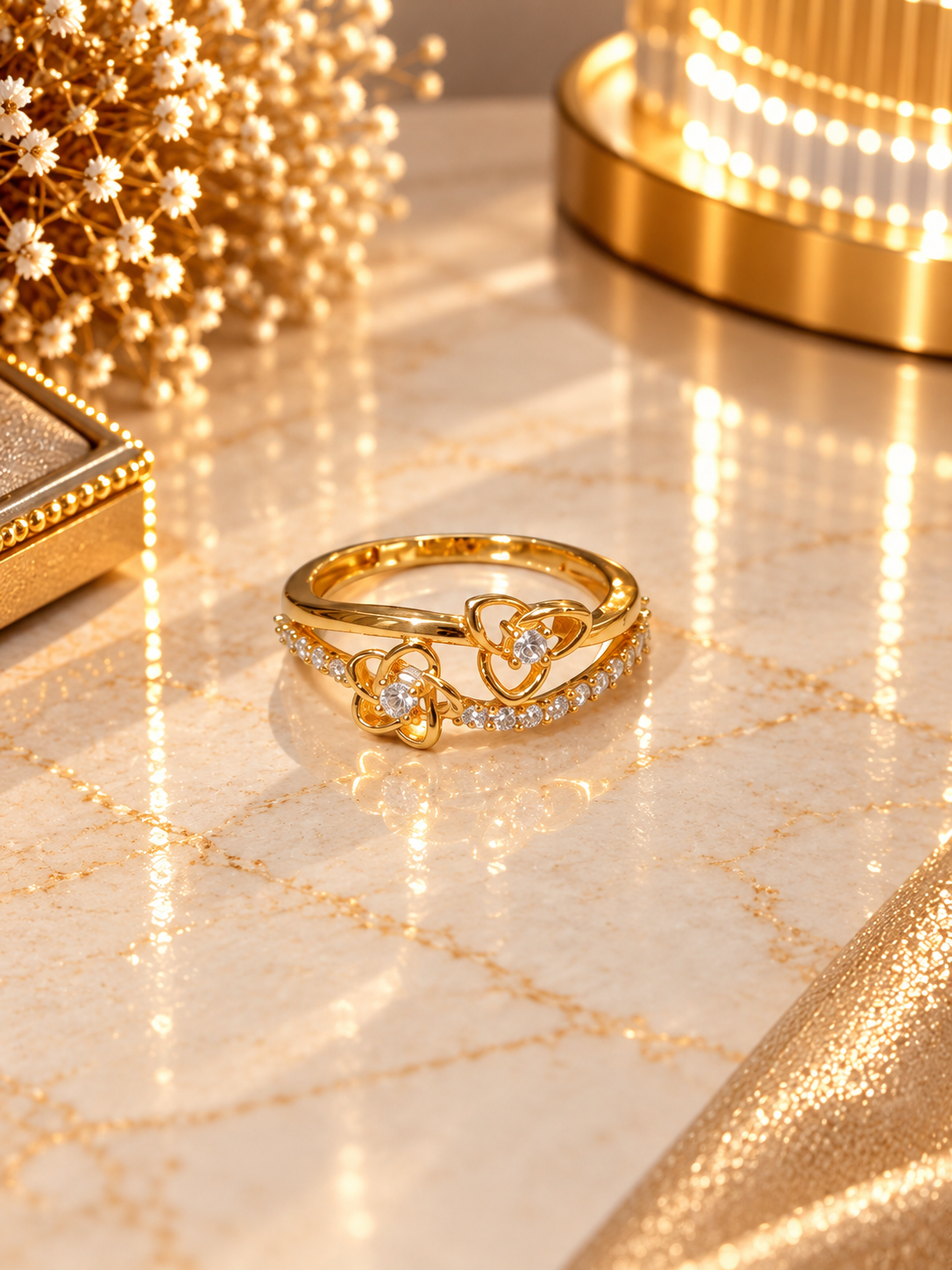 PURE SILVER GOLD PLATED RING SIZE 5 GP109