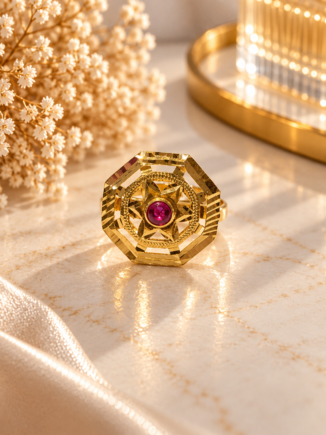 PURE SILVER GOLD PLATED RING SIZE 7 GP001