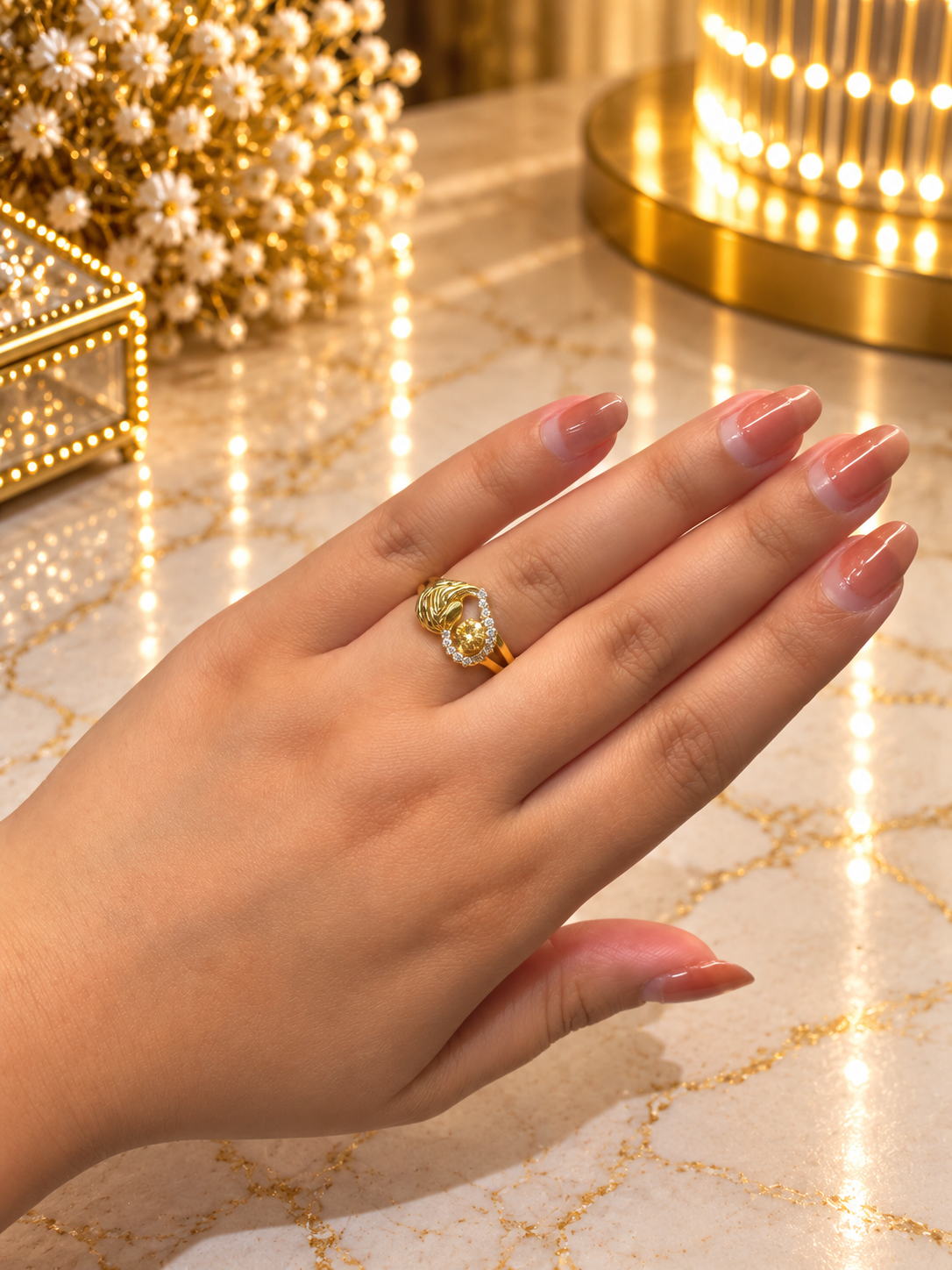PURE SILVER GOLD PLATED RING SIZE 5 GP107