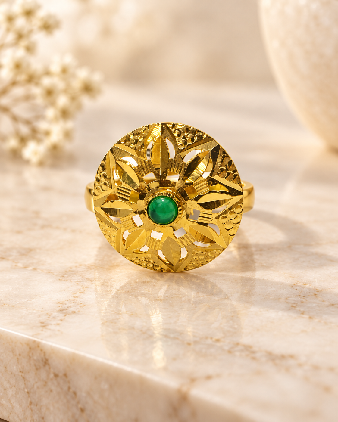 PURE SILVER GOLD PLATED RING SIZE 6 GP018