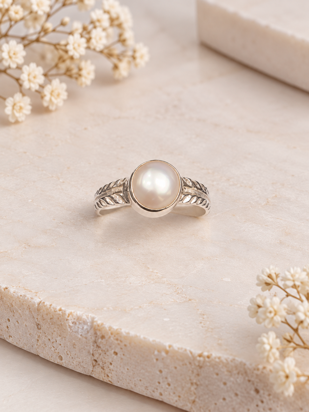 PURE SILVER PEARL RING SIZE 10 PR054