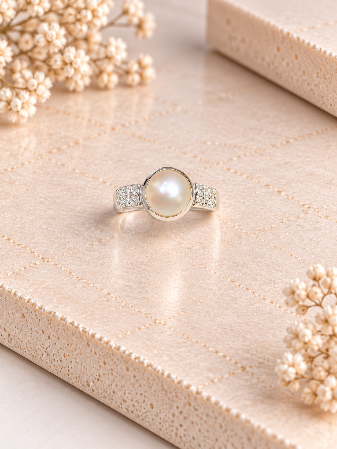 PURE SILVER PEARL RING SIZE 3 PR020