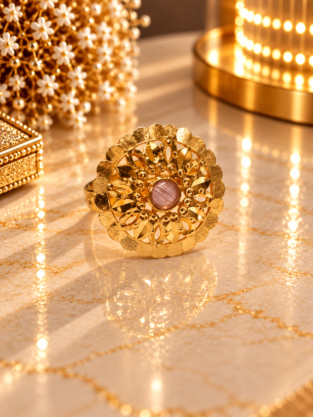 PURE SILVER GOLD PLATED RING SIZE 6 GP026