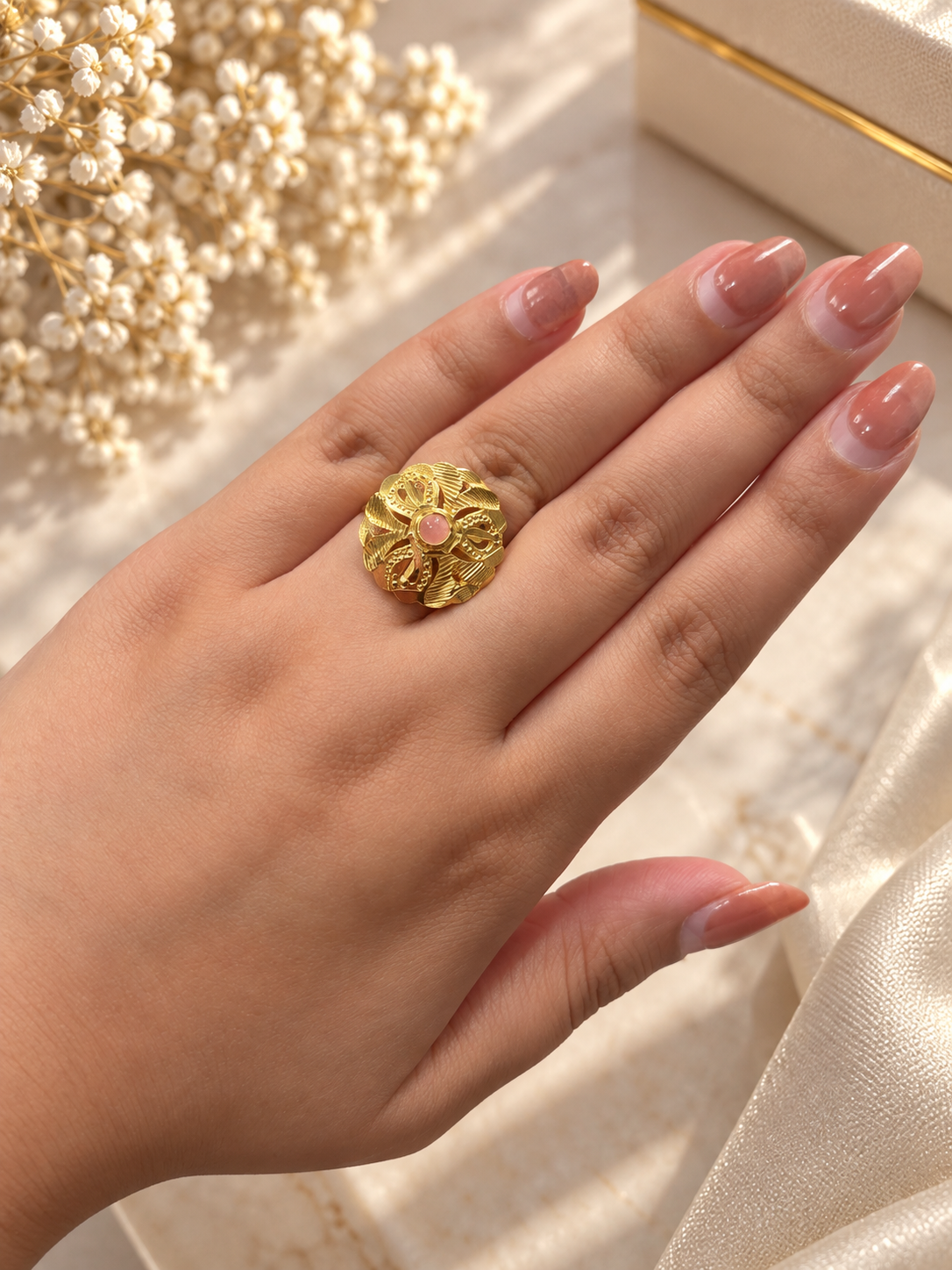 PURE SILVER GOLD PLATED RING SIZE 6 GP020