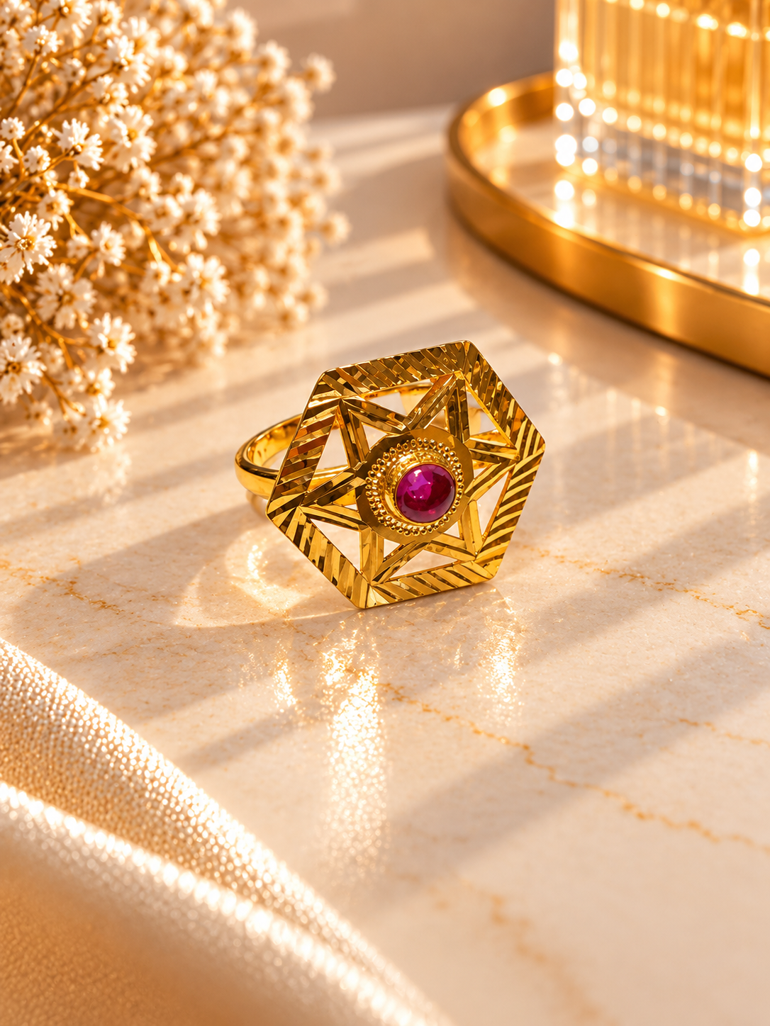 PURE SILVER GOLD PLATED RING SIZE 7 GP009