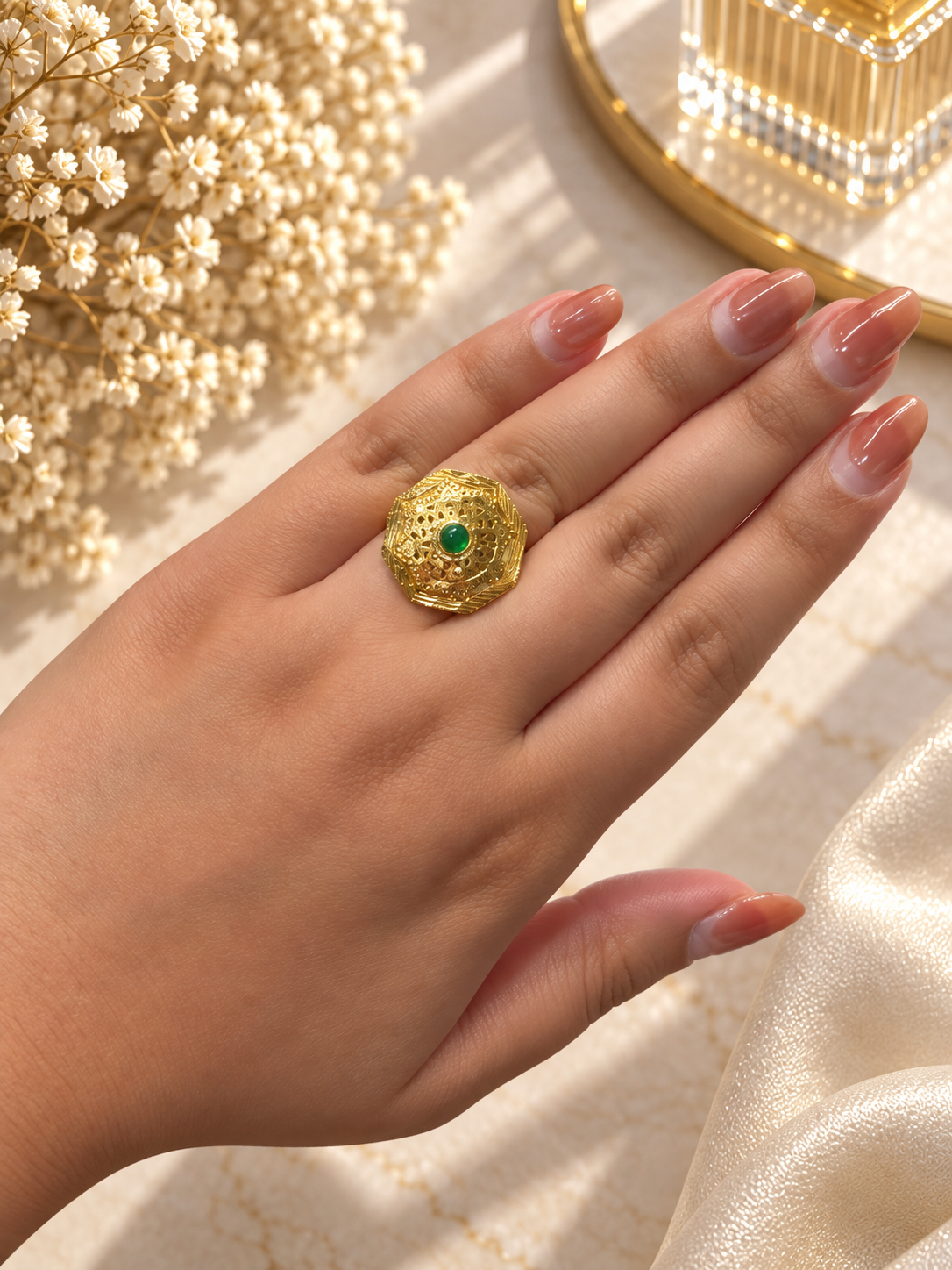 PURE SILVER GOLD PLATED RING SIZE 7 GP005