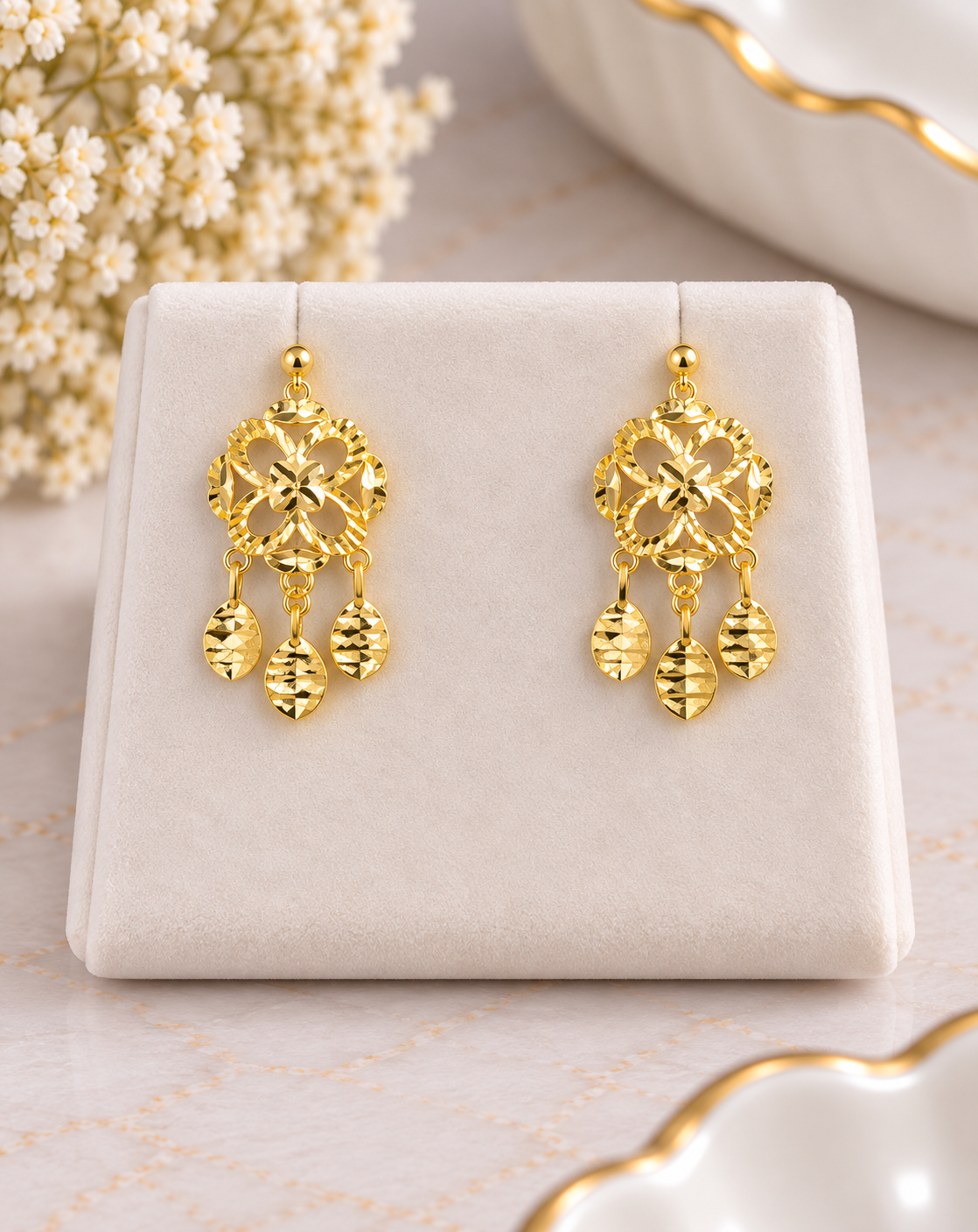 PURE SILVER GOLD PLATED EARRINGS GP182
