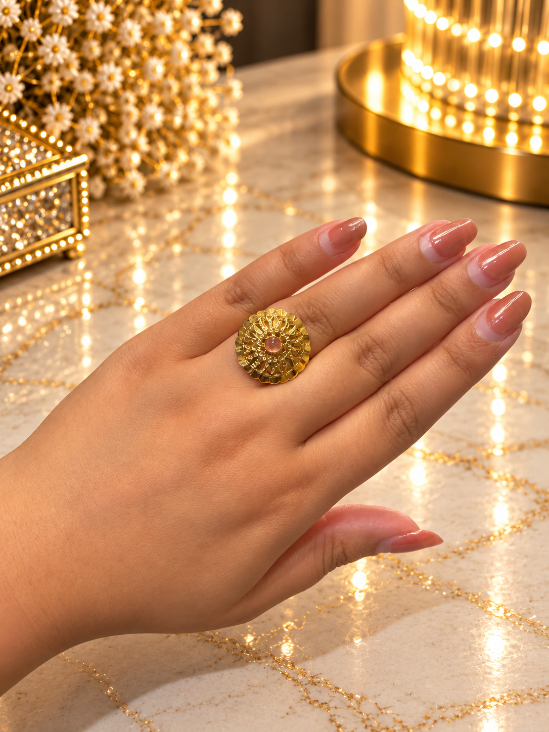 PURE SILVER GOLD PLATED RING SIZE 6 GP026